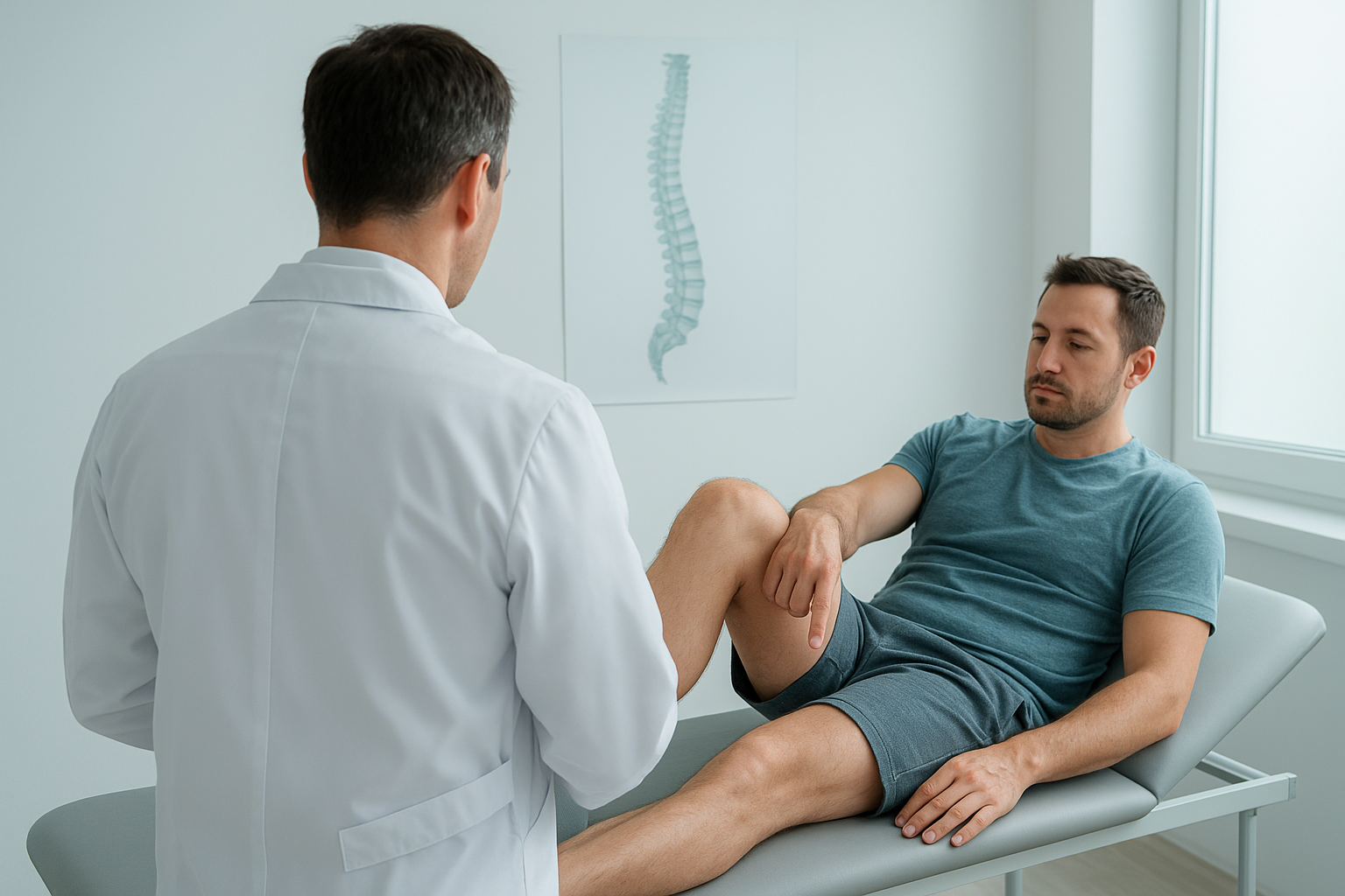 Lekarz rehabilitacji medycznej - widok lekarza z pacjentem w gabinecie
